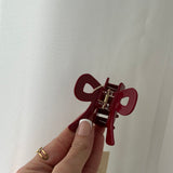 LOVLY RED BOW ~ ACETATE HAIRCLIP